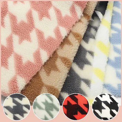 Houndstooth print vunena šerpa tkanina