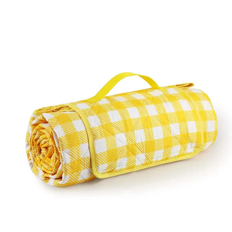 100% poliester žuta kockasta deka za piknik